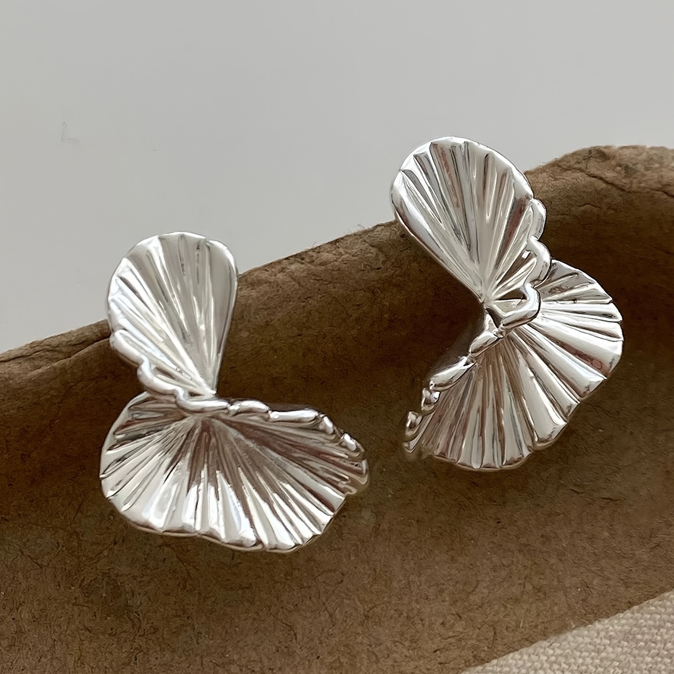 Women's Irregular Fan-Shaped Stud Earrings, Elegant Design